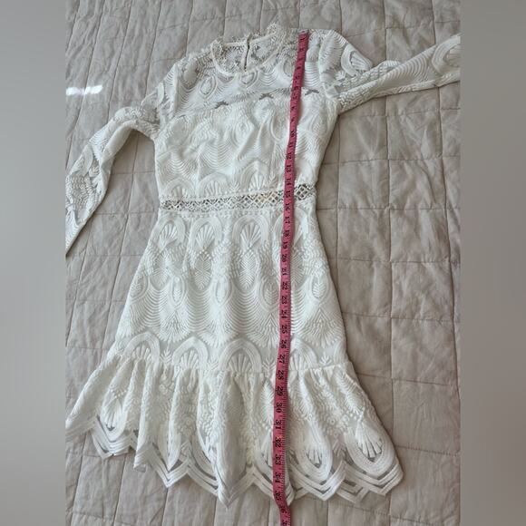 NWT Two Sisters White Lace Long Sleeve Mini Dress - 4 - Picture 11 of 11